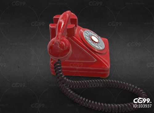 老式电话 通讯器材 红色拨号电话